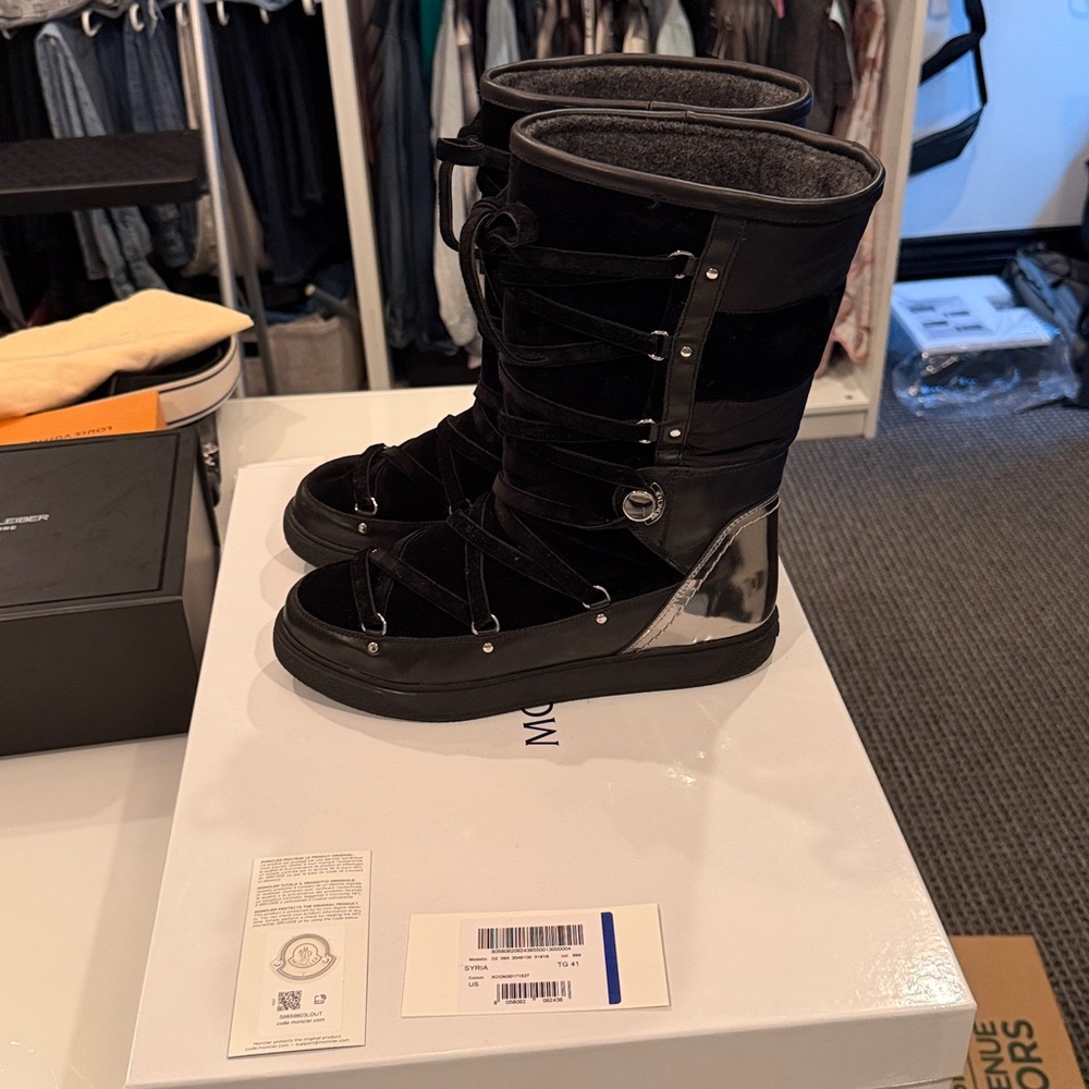 Moncler Black and Silver Winter Boots